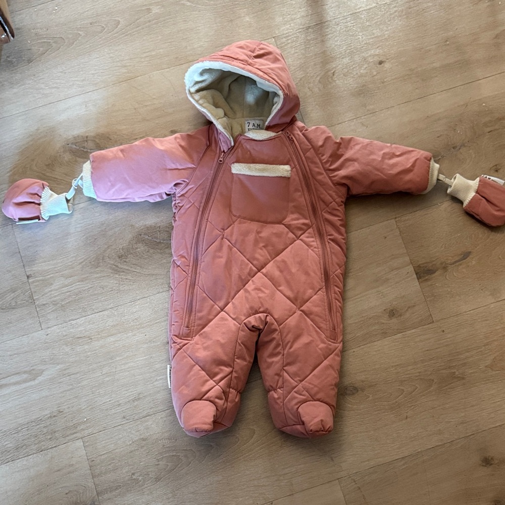 7 A.M Enfant Pink Quilted Kids Footie